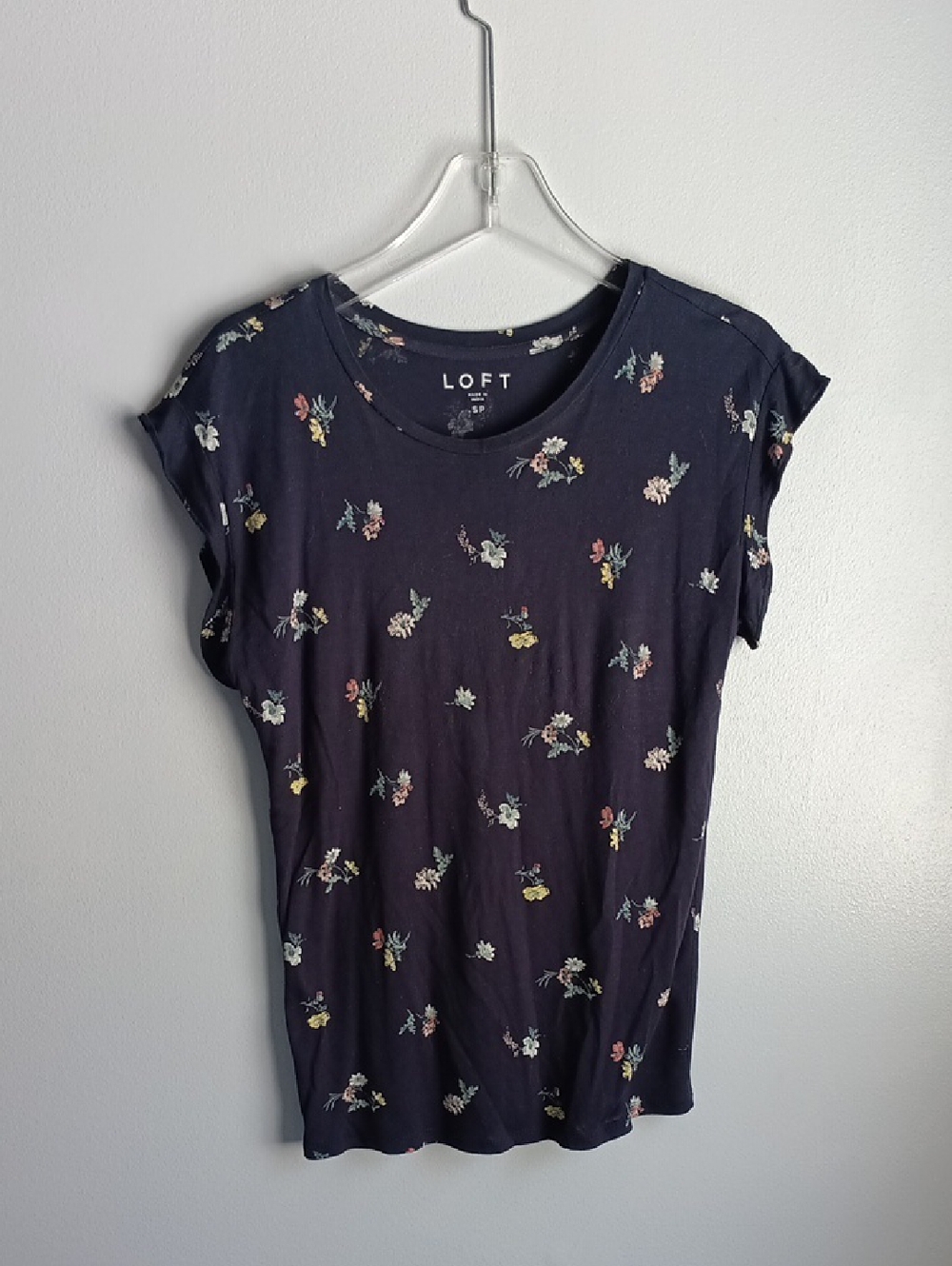 LOFT Floral Short Sleeve Tee with Scattered Blooms
